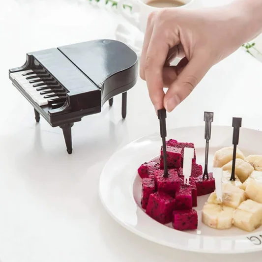 Creative Piano Fruit Forks Set