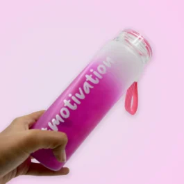 Motivational Colorful Portable Glass Water Bottle for Daily Use
