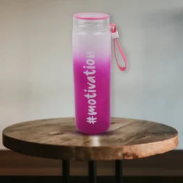 Motivational Colorful Portable Glass Water Bottle for Daily Use