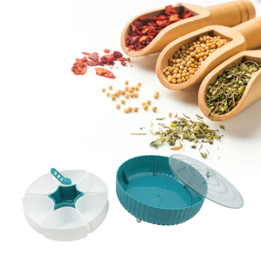 Round Shape Spice & Dry Fruit Box with 7 Compartment and 1 Spoon