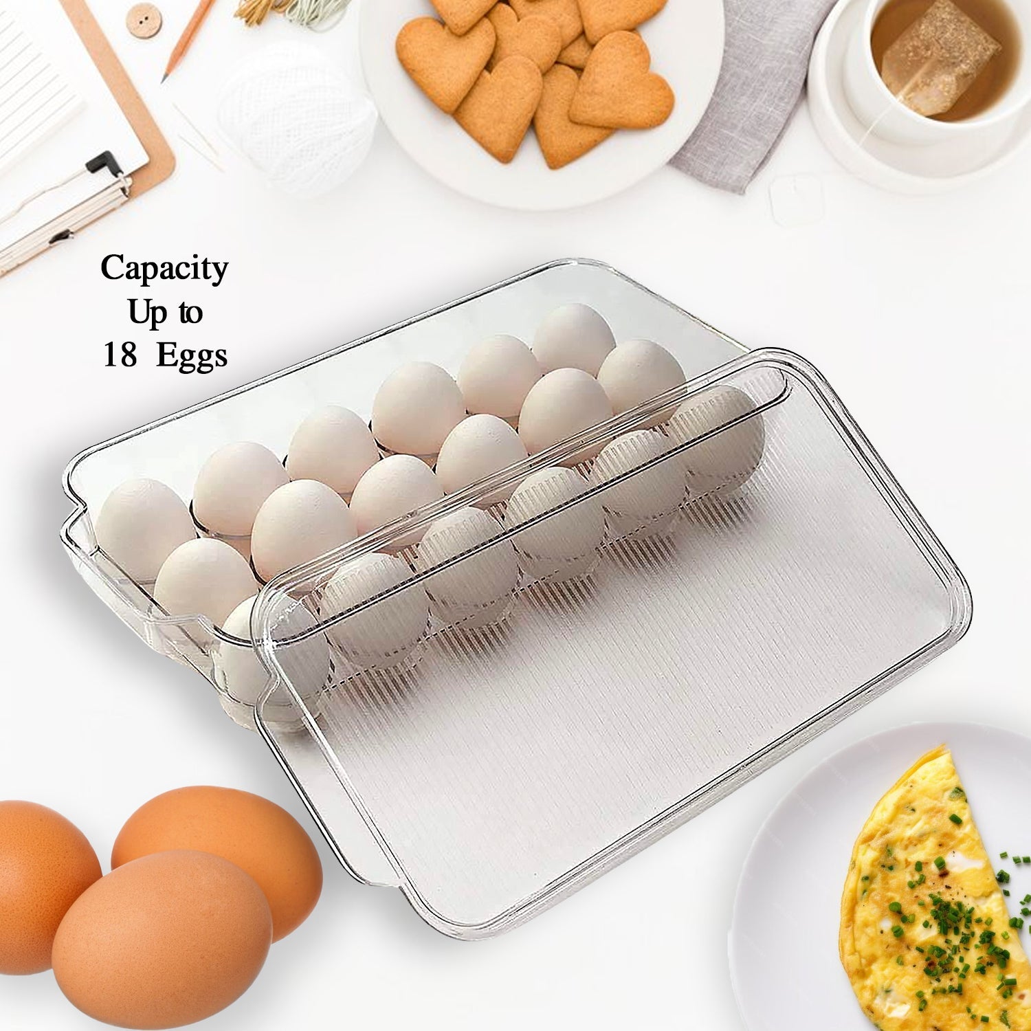 Plastic 18 Cavity Egg Storage Box Or Egg Trays For Refrigerator With Lid &#…