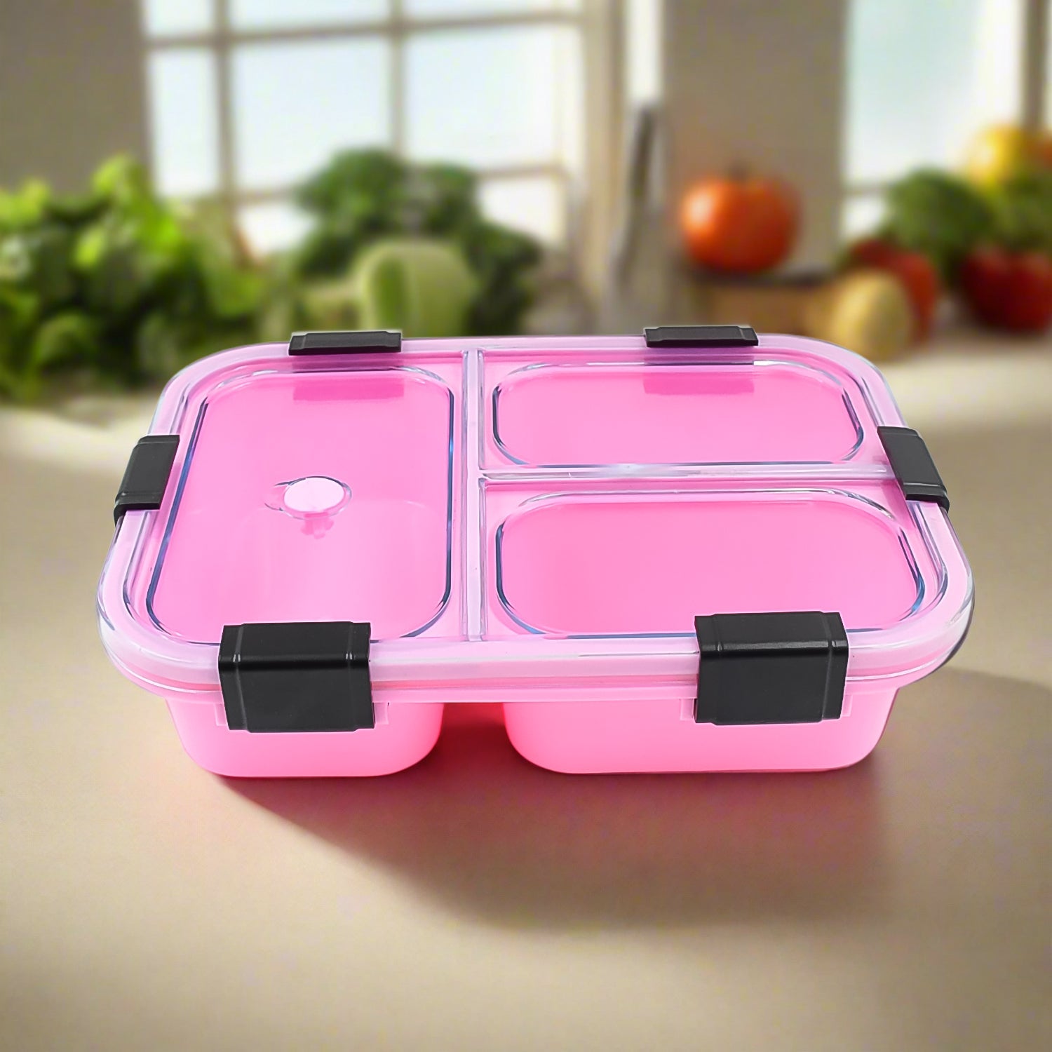 Plastic 3 Compartment Insulated Lunch Box, Lunch Box (1 Pc)…