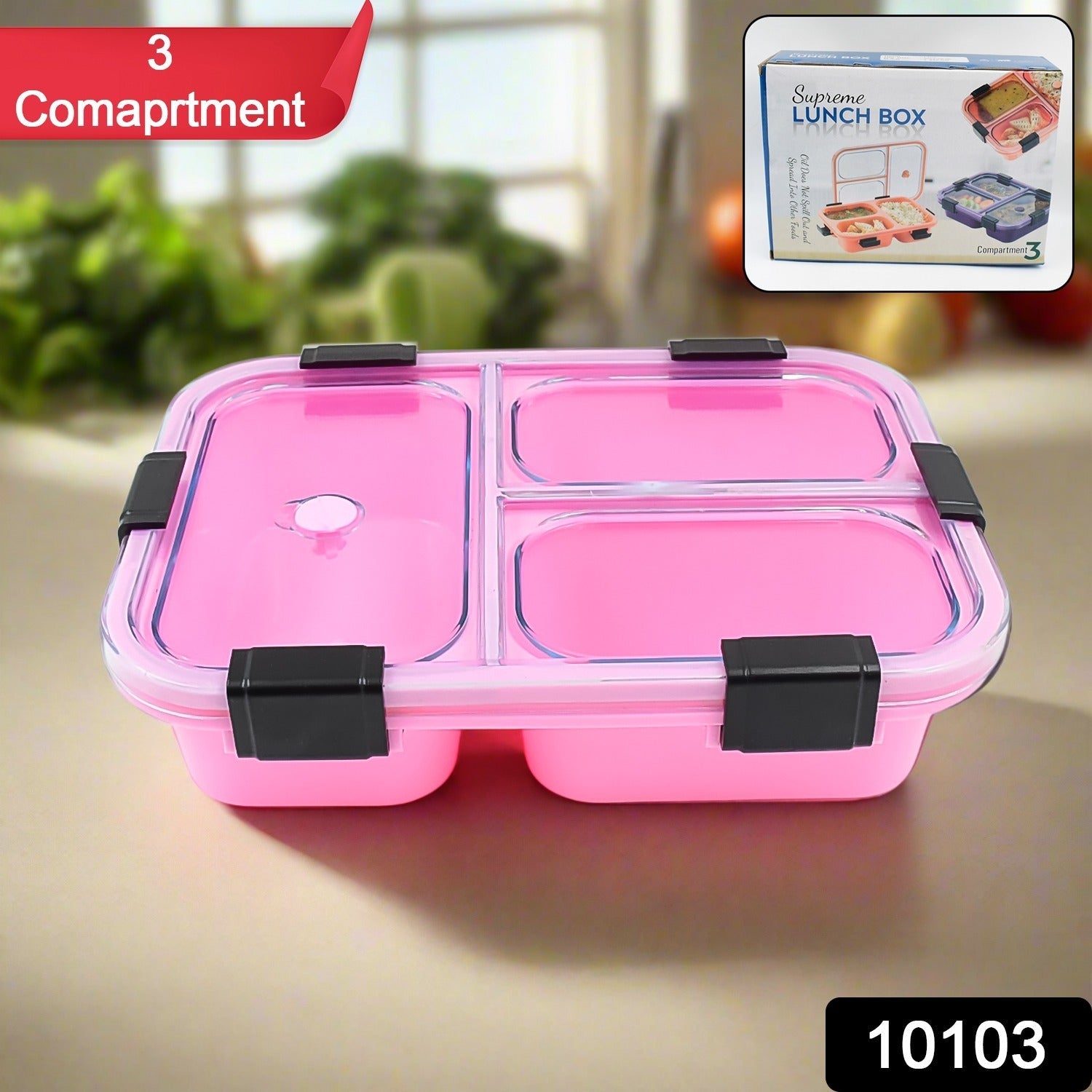 Plastic 3 Compartment Insulated Lunch Box, Lunch Box (1 Pc)…