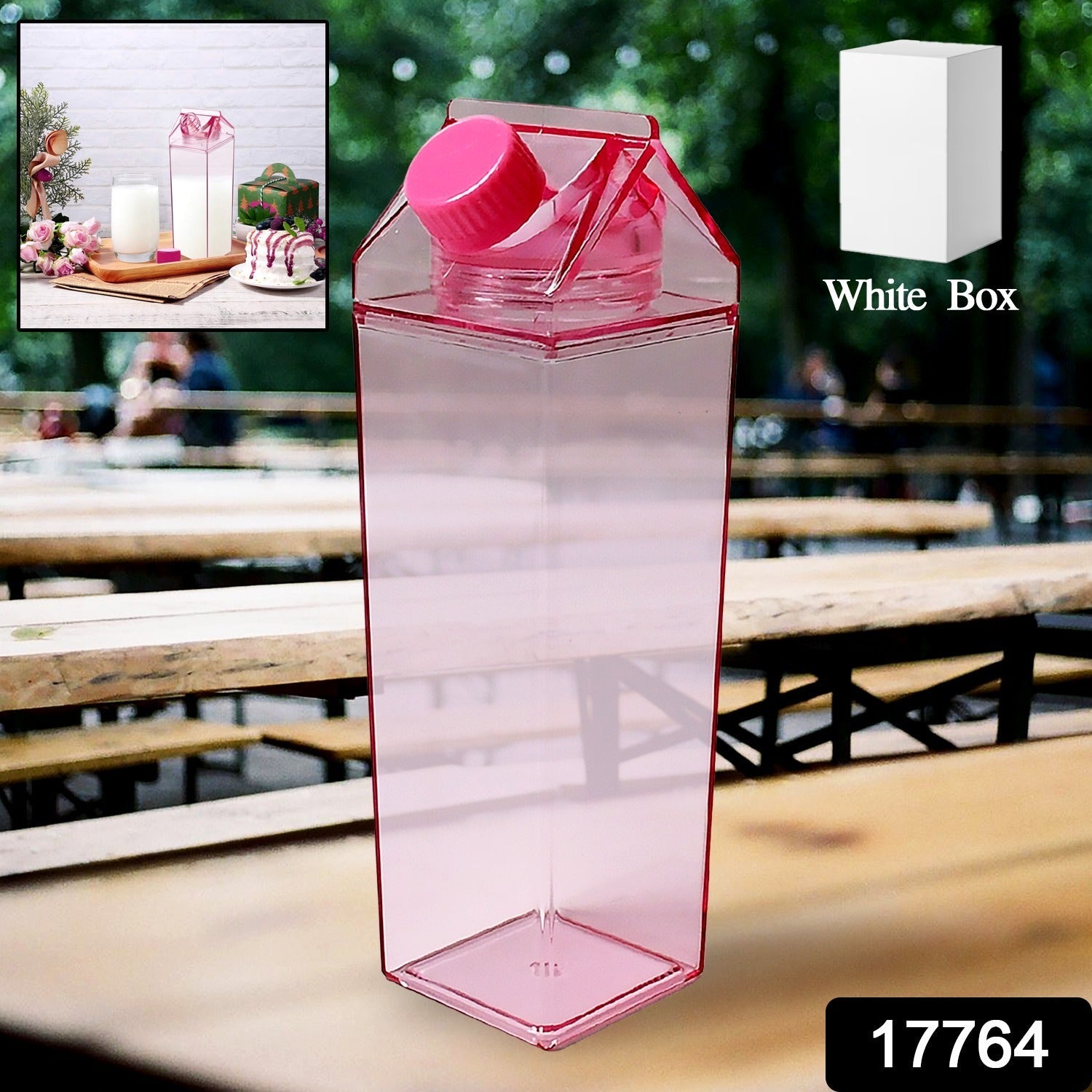 Plastic Milk Carton Colorful Clear Water Bottle, 17 Oz Portable Milk Box Le…