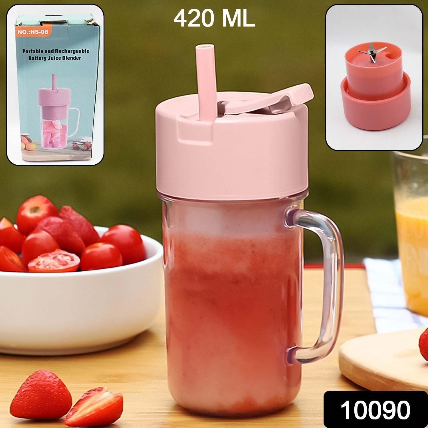 Portable Crusher Juicer With Handle & Straw, USB Rechargeable 6 Blades…